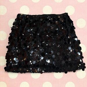 Black Sequin Mini Skirt for Women